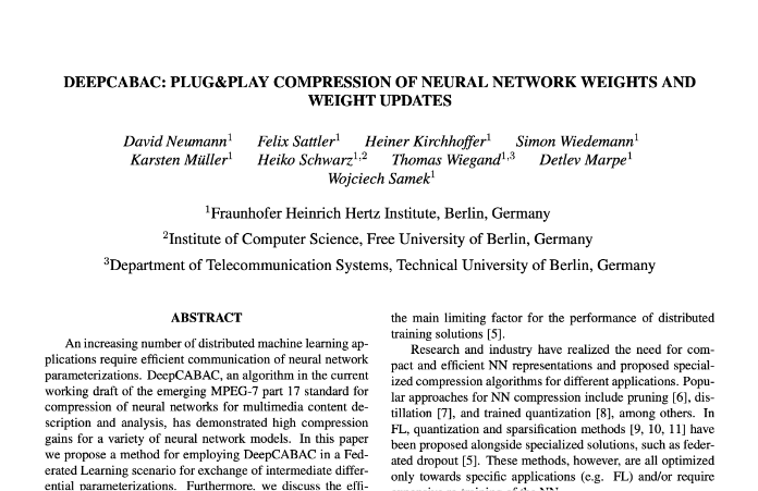 DeepCABAC: Plug&Play Compression of Neural Network Weights and Weight Updates